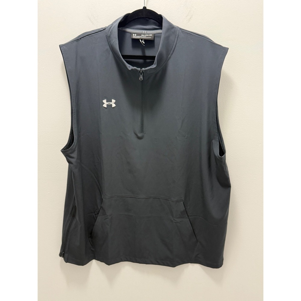 Under Armour Storm Mens 3XL Gray 1/4 Zip Golf Vest Water Repellent Pocket New